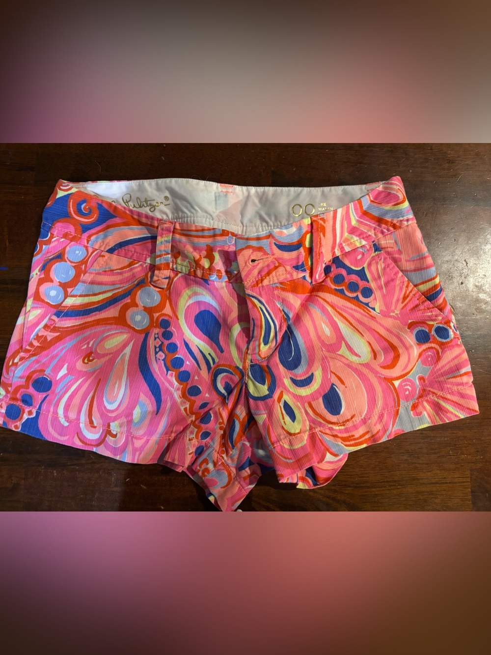 Lilly Pulitzer Pink Multicolor Swirl Jean Shorts